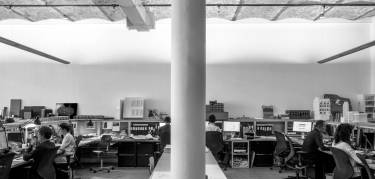 New York - B/W photo of Selldorf Architect's office interior.