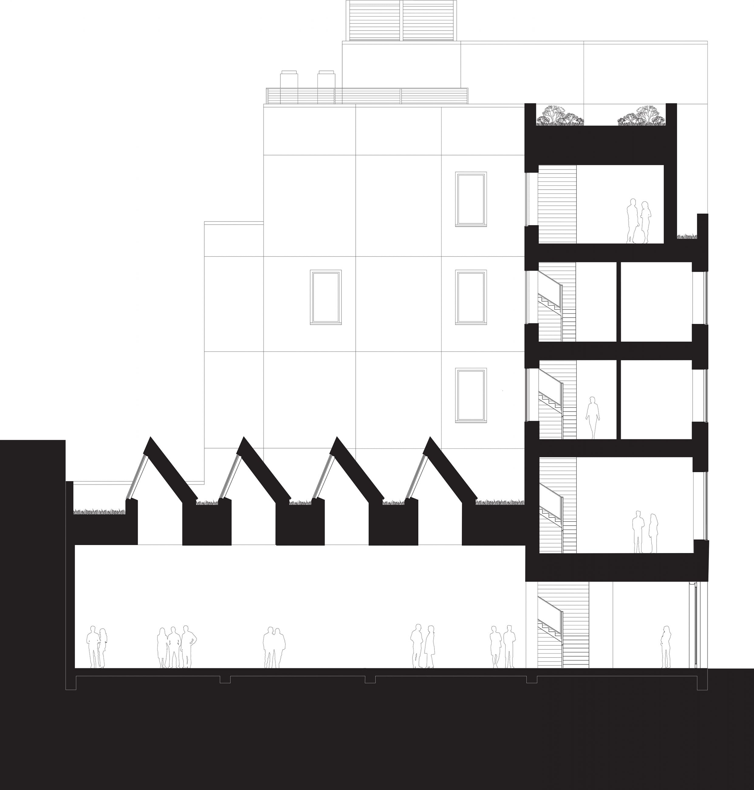 David Zwirner 20th Street New York - Section - Selldorf Architects