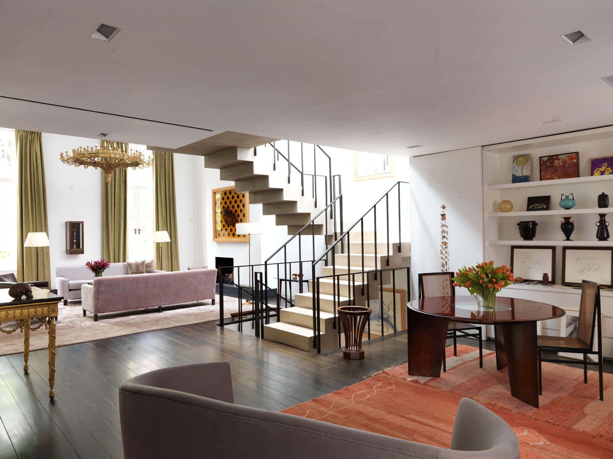Collectors Townhouse - New York - Interior Stairs Living Room - Selldorf Architects