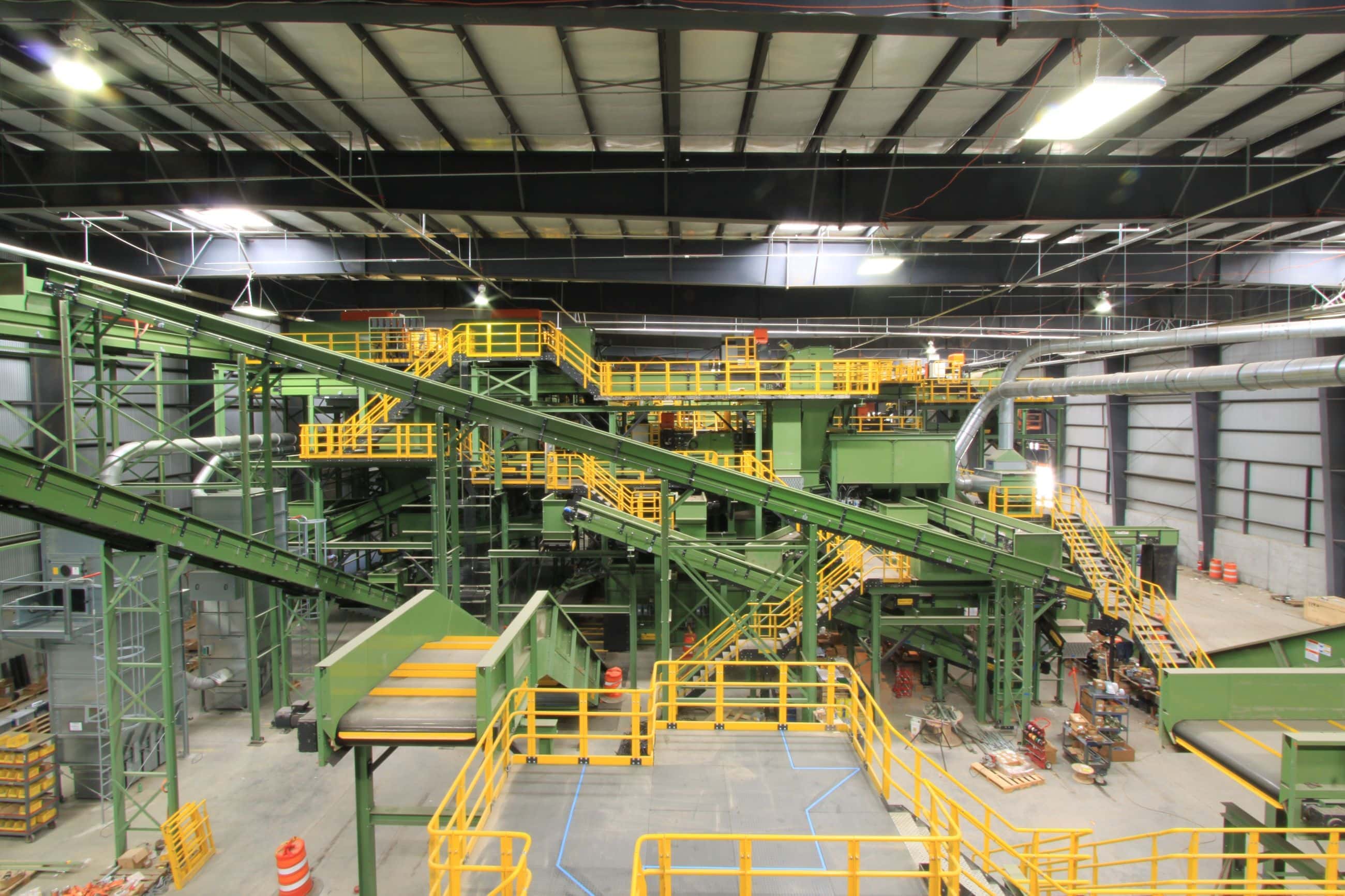 SIMS Material Recovery Facility - Brooklyn NY - Interior photo of recycling equipment - Selldorf Architects