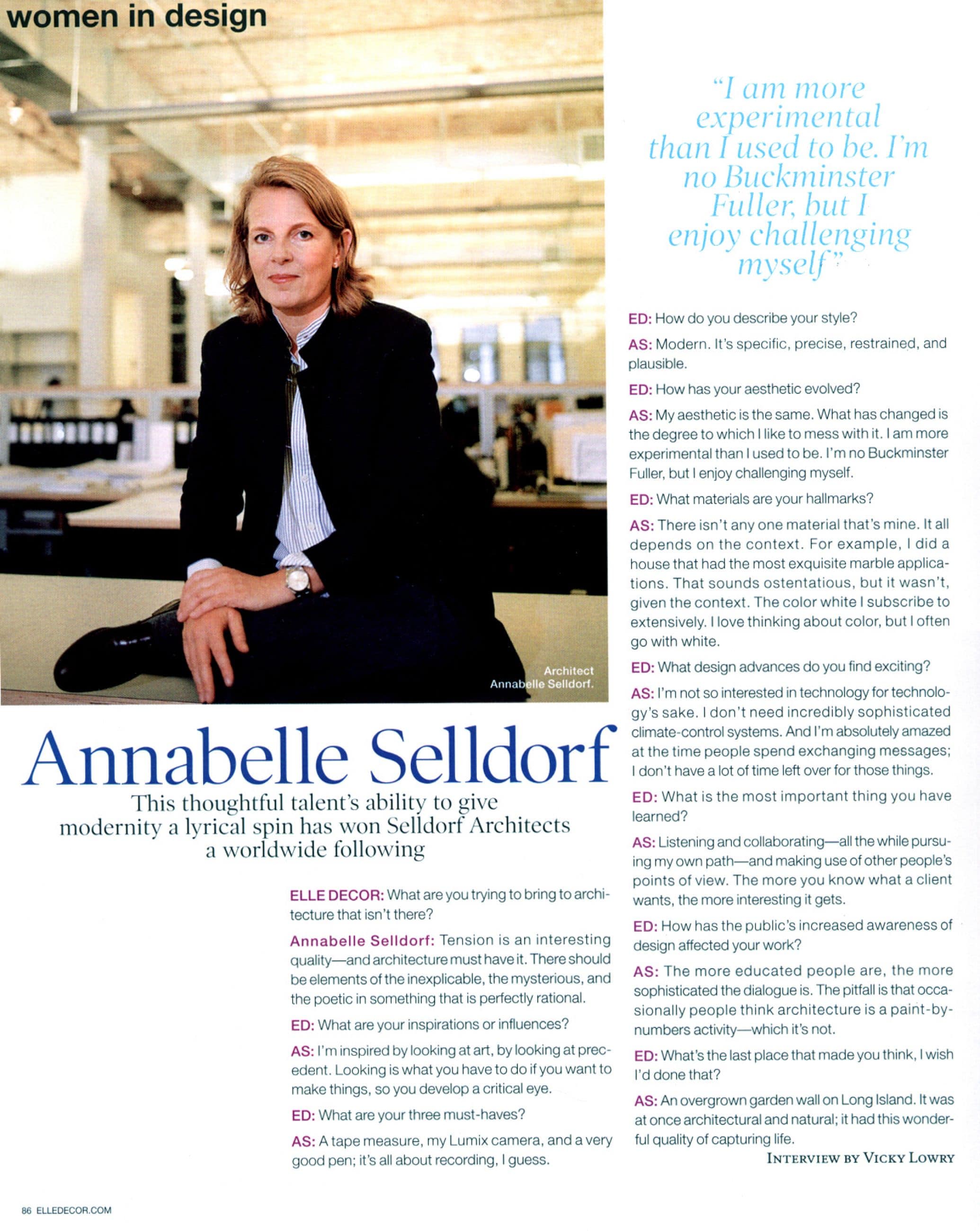 Elle Decor profile on Selldorf Architects