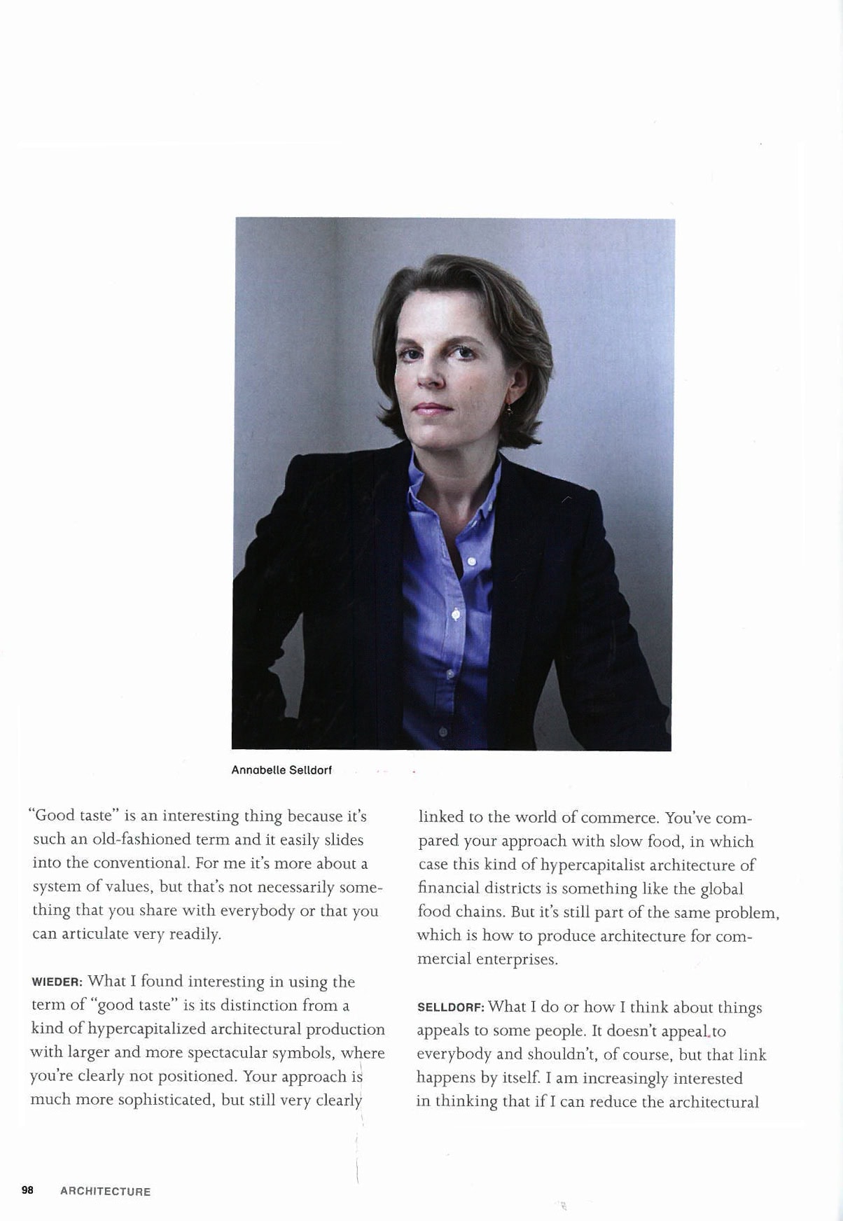 Text Zur Kunst interview with Annabelle Selldorf