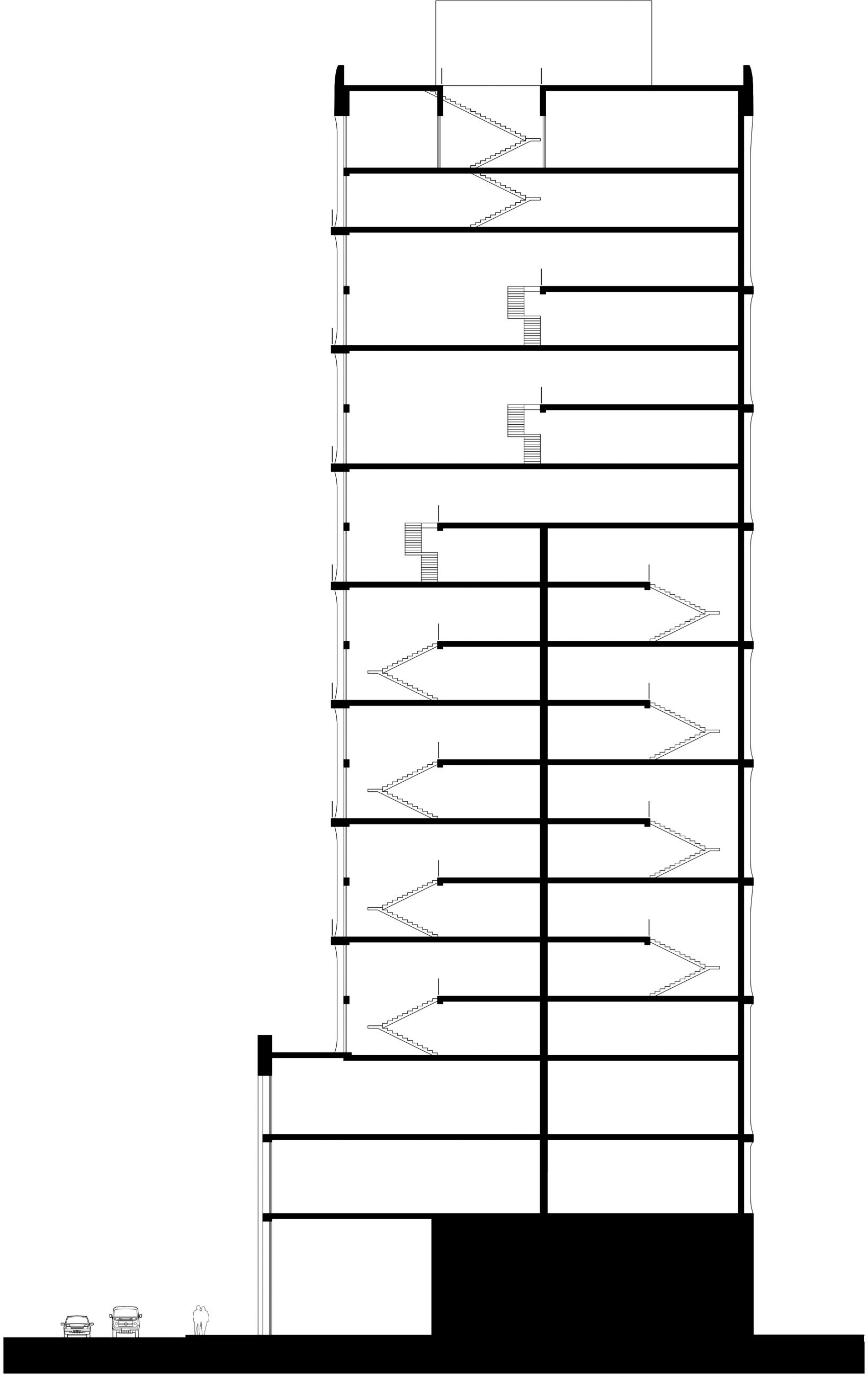 200 Eleventh Avenue - Section Looking East - Selldorf Architects