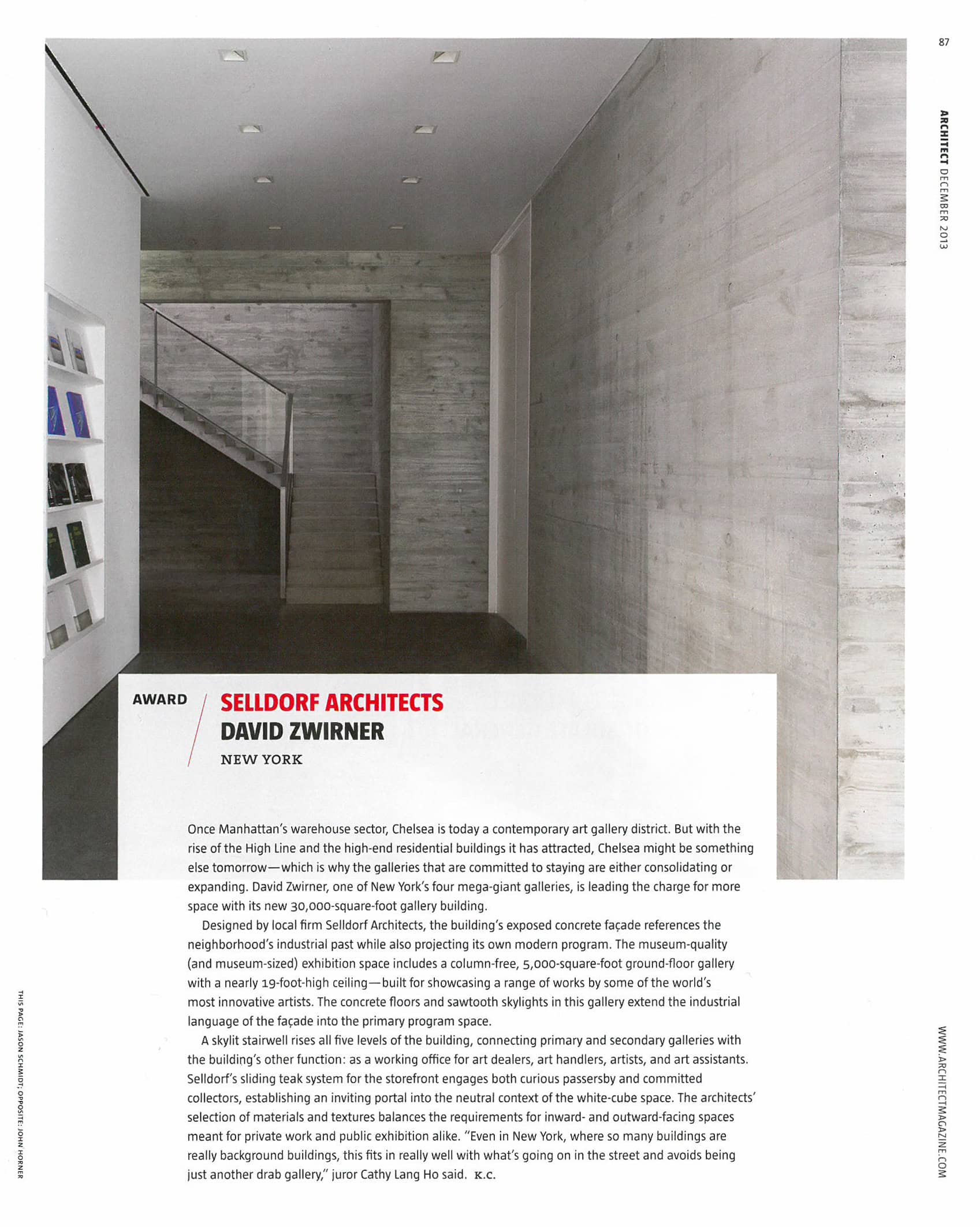 Architect Magazine David Zwirner, press image