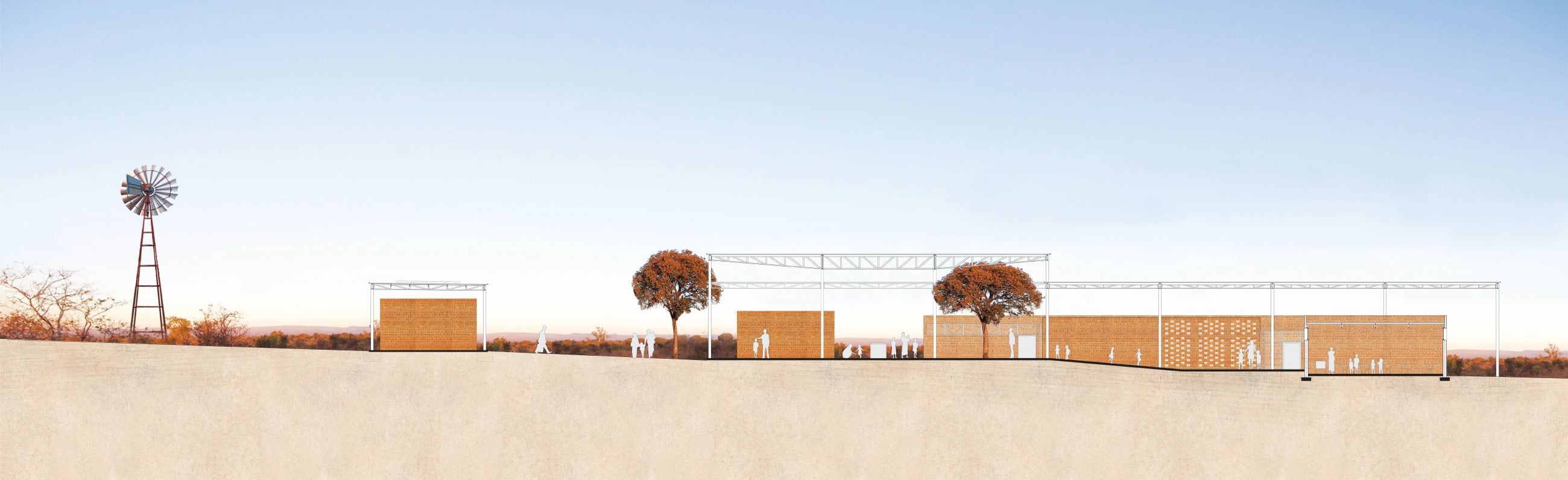 Mwabwindo School - Exterior rendering - Selldorf Architects