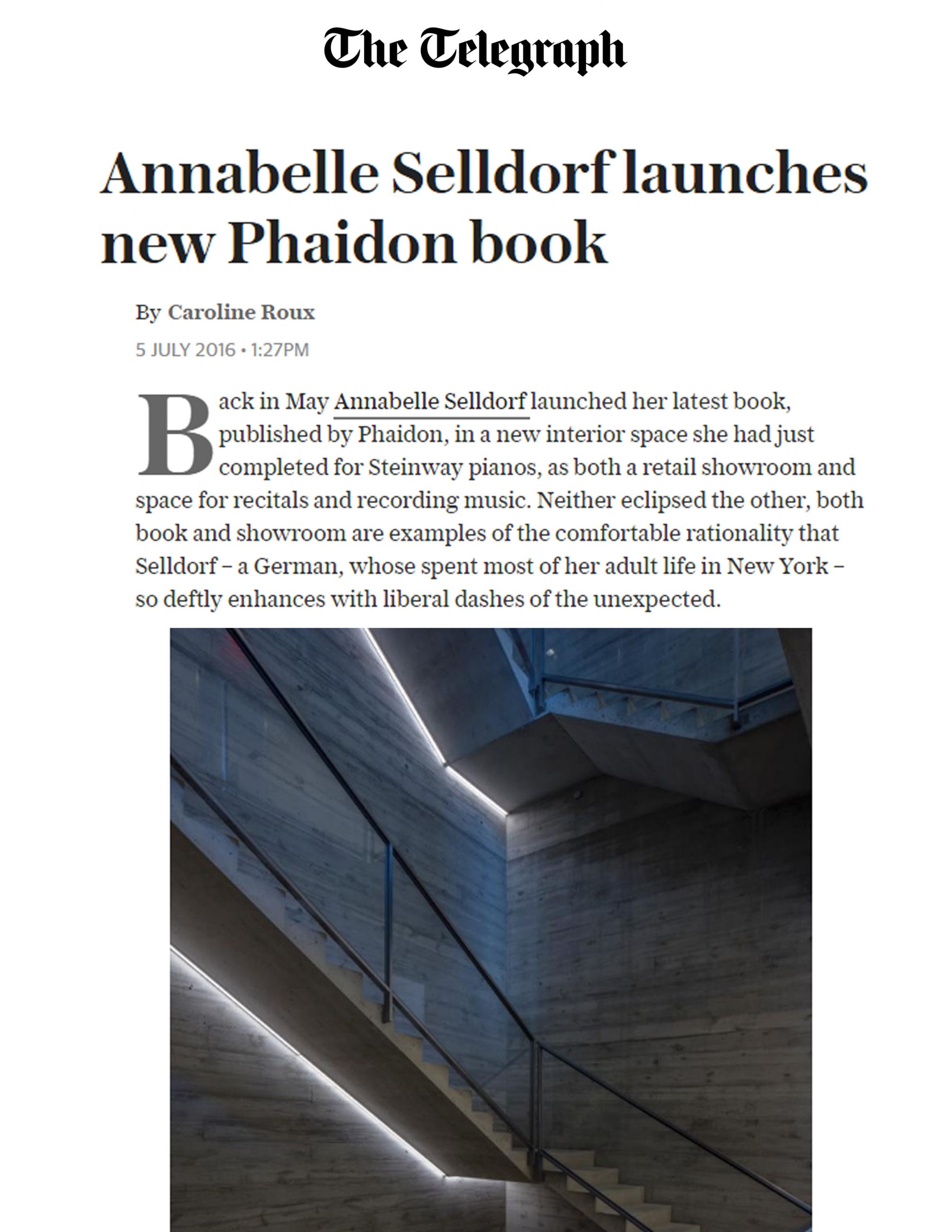 Selldorf Architects Monograph, The Telegraph