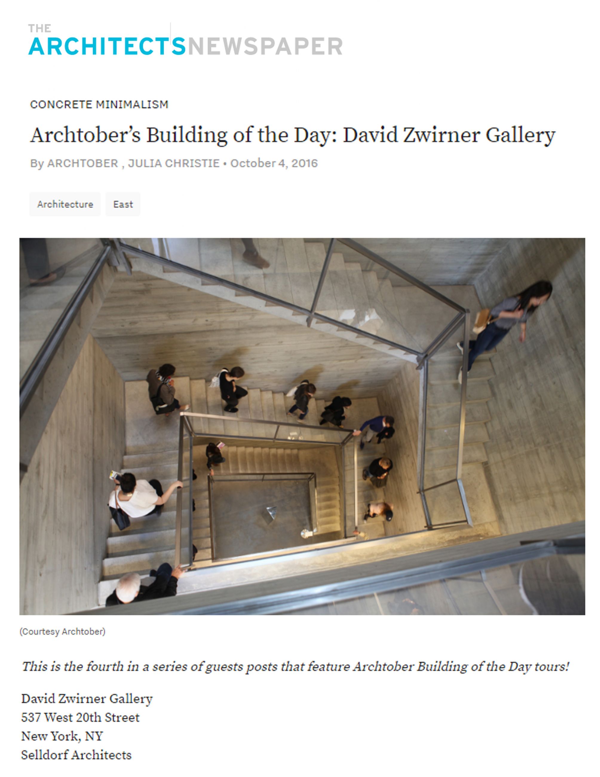 Archtober, David Zwirner, Selldorf Architects
