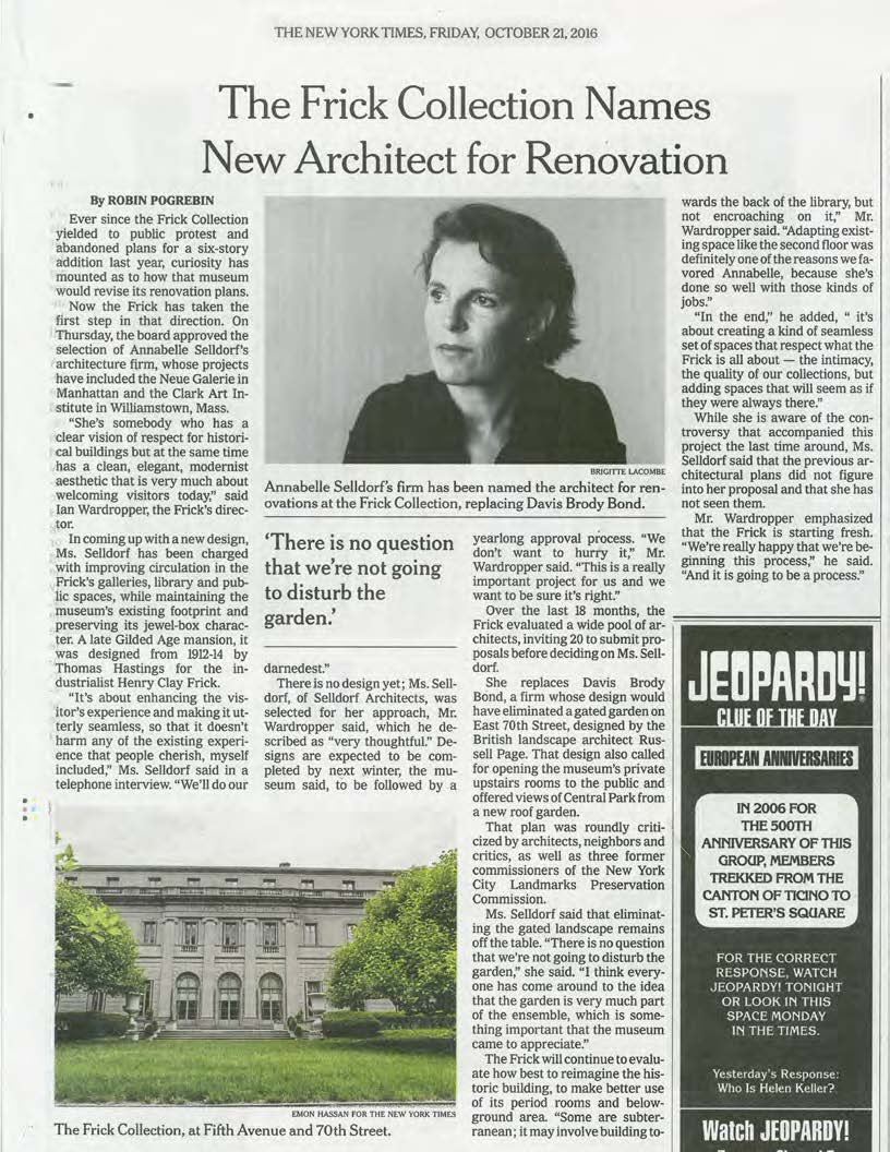 The Frick Collection Expansion and Upgrade, Selldorf Architects, New York Times