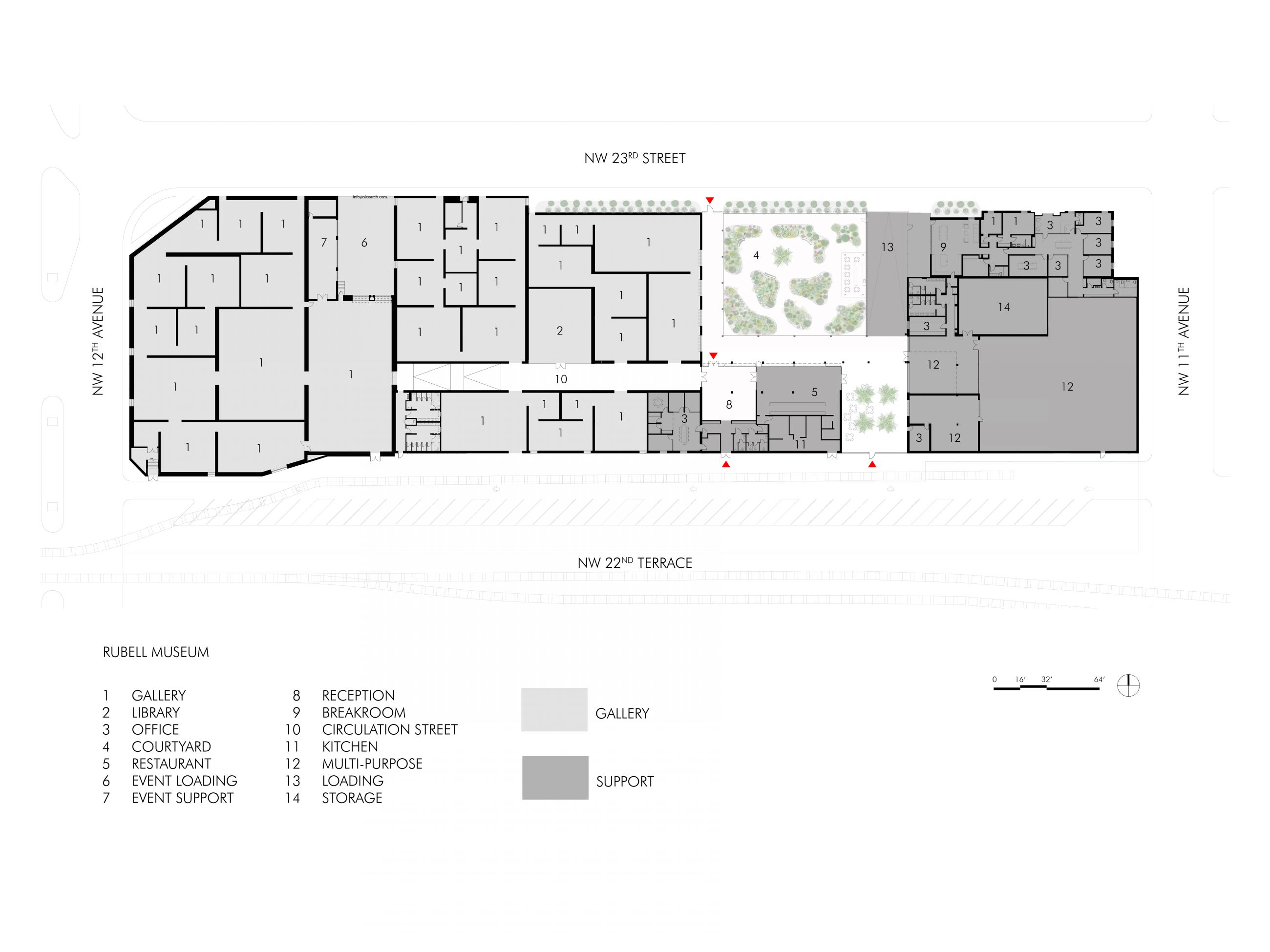 Rubell Museum Ground Floor Plan, Selldorf Architects