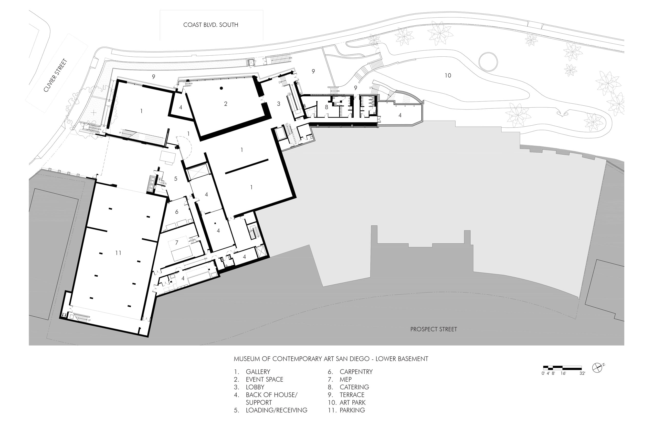 Museum of Contemporary Art - San Diego - Lower basement floor plan - Selldorf Architects