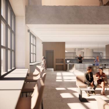 detail rendering of the new espresso bar with natural light