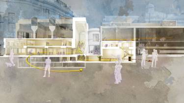 Rendering illustration of the circulation concept behind the National Gallery's NG200 renovation