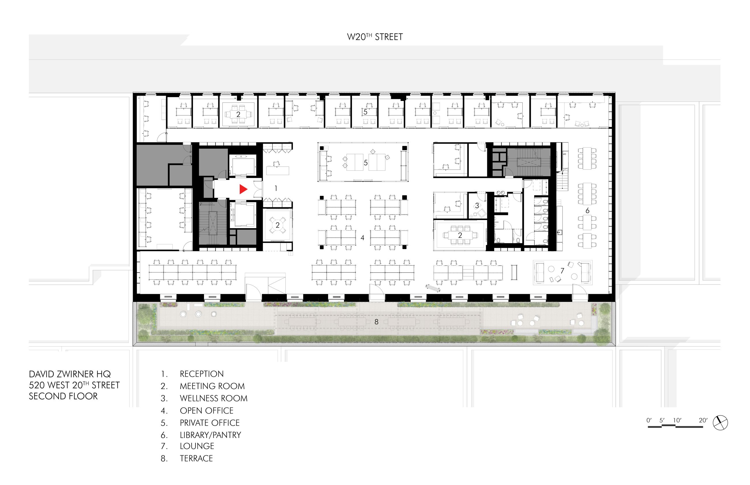 David Zwirner Headquarters - Second Floor Plan - Selldorf -Architects