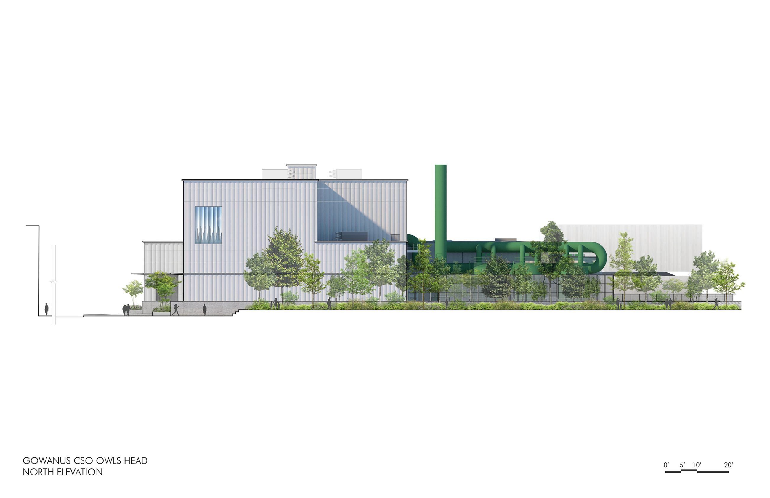 Gowanus CSO Facility - Owls Head - Infrastructure - New York - Elevation North - Selldorf Architects