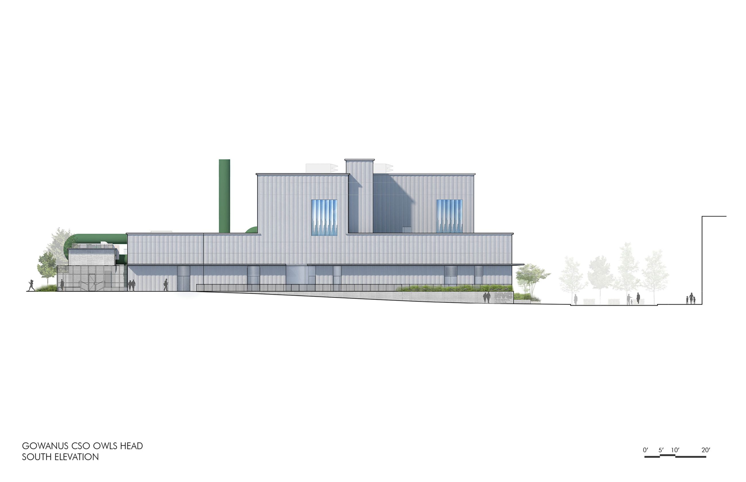 Gowanus CSO Facility - Owls Head - Infrastructure - New York - Elevation South - Selldorf Architects