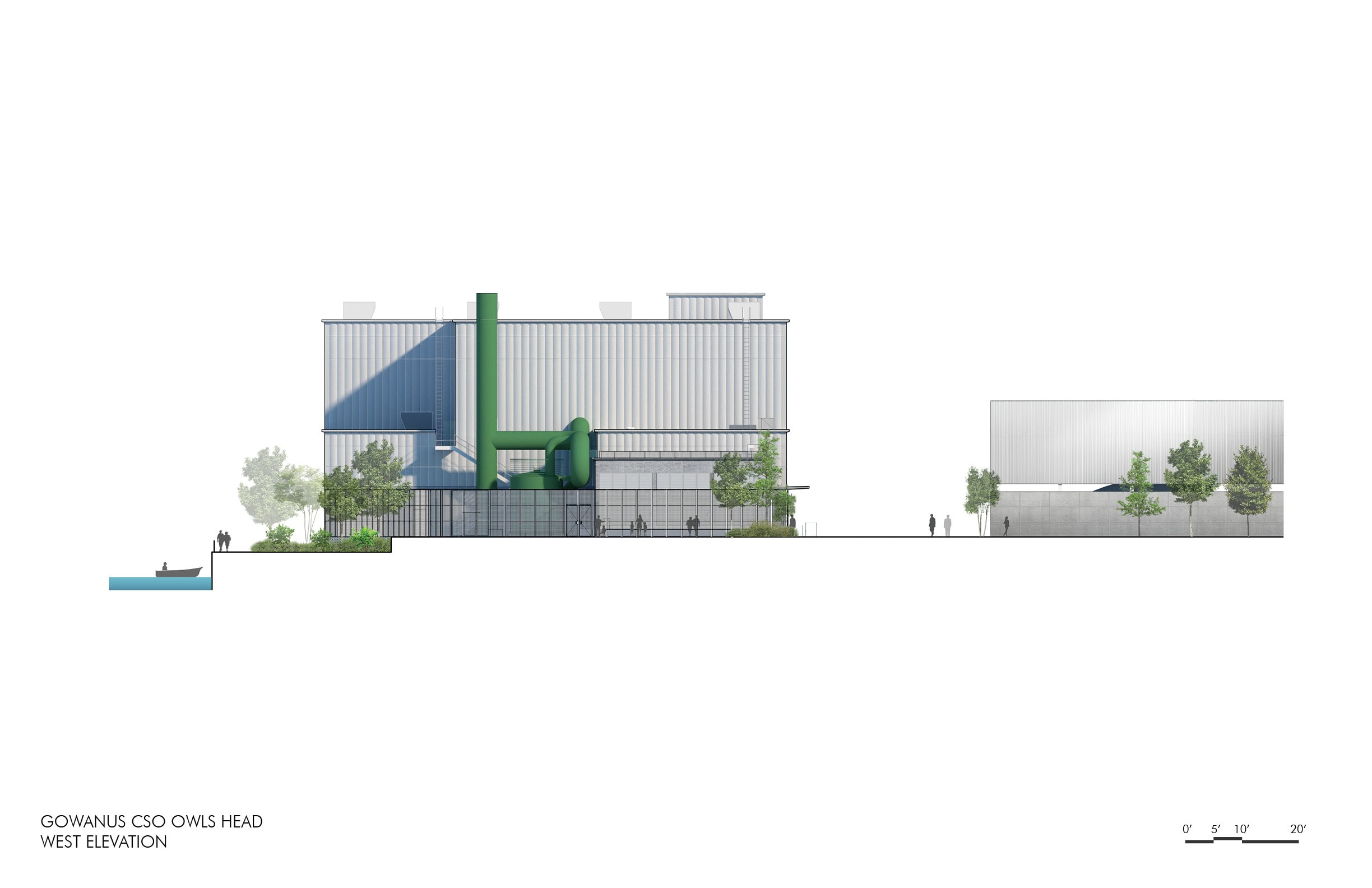 Gowanus CSO Facility - Owls Head - Infrastructure - New York - Elevation West - Selldorf Architects