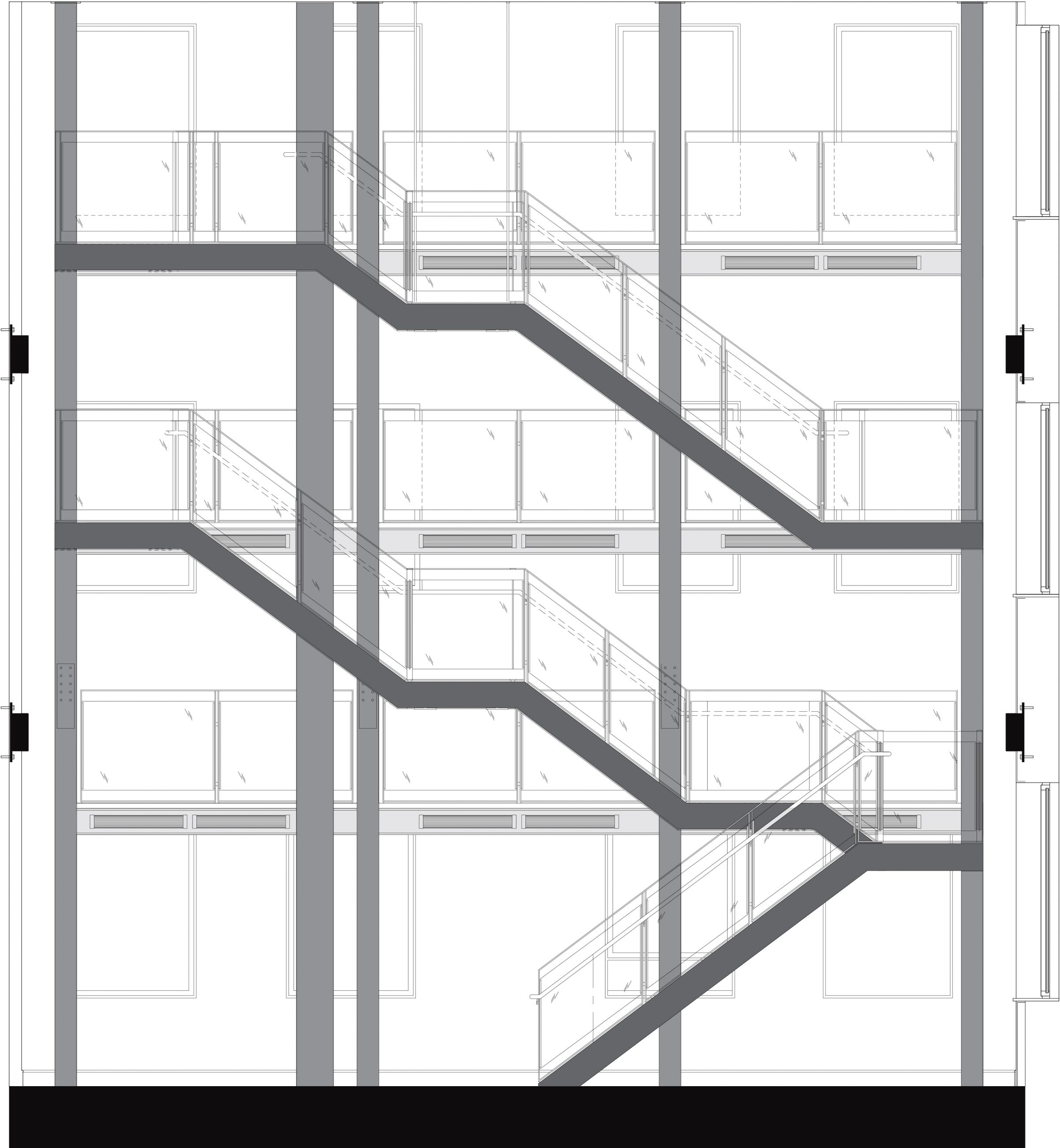 NYU Institute for the Study of the Ancient World - New York - Stairs elevation - Selldorf Architects