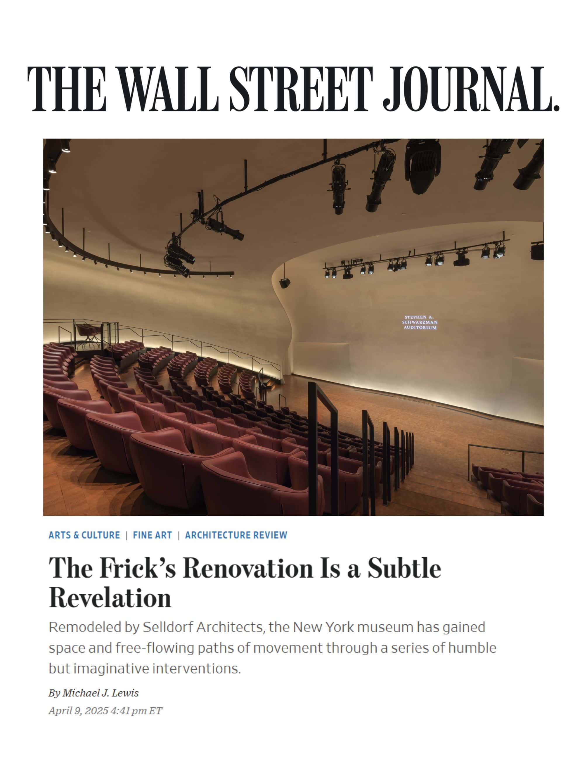 Wall Street Journal, The Frick's Renovation